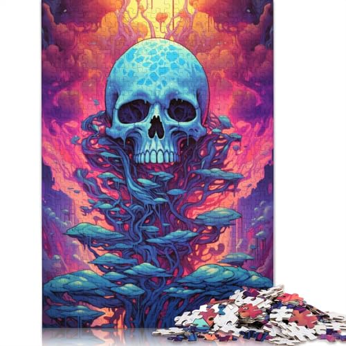 Puzzle für Erwachsene, farbenfrohe psychedelische Totenkopfkunst, 1000-teiliges Puzzle aus Karton für Erwachsene und Kinder ab 12 Jahren, Puzzle für Erwachsene, Geschenke, 38 x 26 cm von LiJianXXS