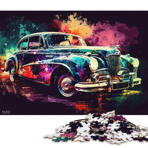 Puzzle für Erwachsene, farbenfroher klassischer Sportwagen, 1000-teiliges Puzzle für Erwachsene, Holzpuzzle für Erwachsene und Kinder ab 12 Jahren, Lernspiel, 75 x 50 cm von LiJianXXS