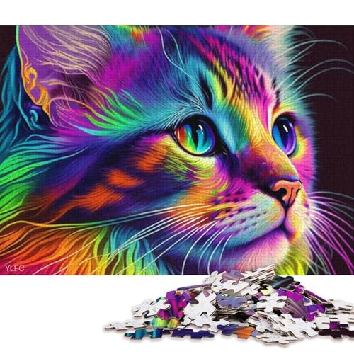 Puzzle für Erwachsene, farbenfrohes Graffiti-Katzen-Puzzle für Erwachsene, 1000 Teile, Papppuzzle für Erwachsene und Kinder ab 12 Jahren, für Familienspaß (Größe 38 * 26 cm) von LiJianXXS