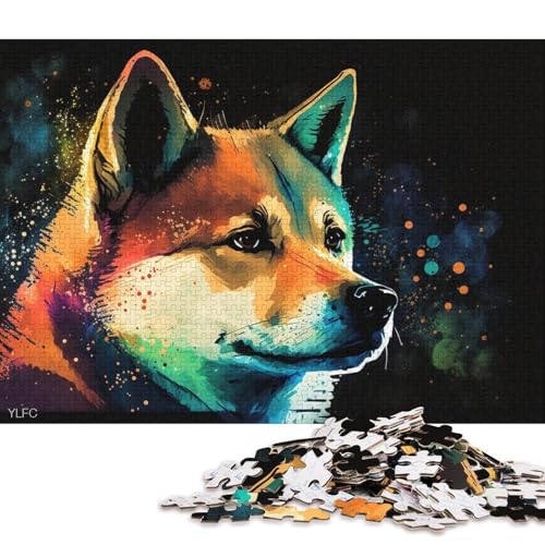 Puzzle für Erwachsene, farbenfrohes Shiba Inu, 1000-teiliges Puzzle, Kartonpuzzle, geeignet für Erwachsene und Kinder ab 12 Jahren, tolles Geschenk für Erwachsene, 38 x 26 cm von LiJianXXS