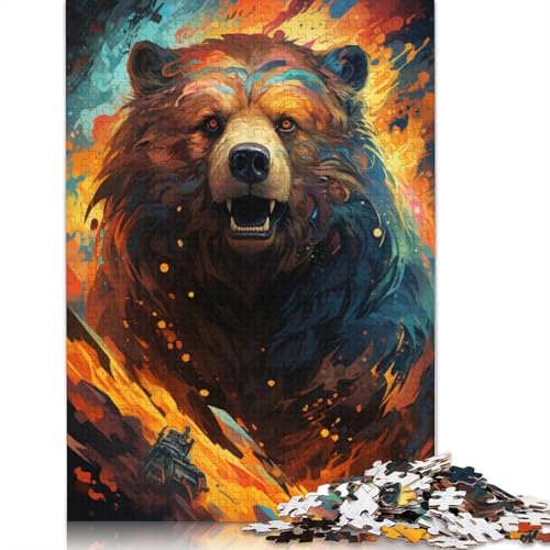 Puzzle für Erwachsene, farbenfrohes psychedelisches Schild, Krieger-Bär, Puzzle für Erwachsene, 1000 Teile, Holzpuzzle für Erwachsene und Kinder ab 12 Jahren, für Erwachsene, Puzzle-Geschenke von LiJianXXS