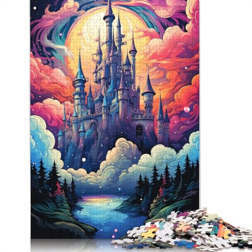 Puzzle für Erwachsene, farbenfrohes psychedelisches Schloss für Erwachsene, 1000-teiliges Puzzle, Holzpuzzle für Erwachsene und Kinder, Puzzle für Erwachsene, Geschenke, 75 x 50 cm von LiJianXXS