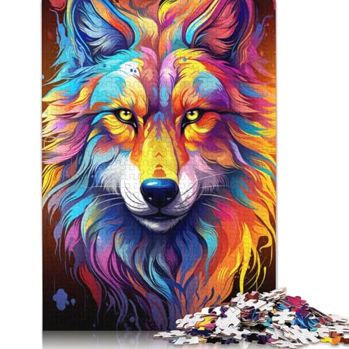 Puzzle für Erwachsene, farbenfrohes psychedelisches Wolfsgemälde für Erwachsene, 1000-teiliges Puzzle, Holzpuzzle für Erwachsene und Kinder, Puzzle für Erwachsene, Geschenke, 75 x 50 cm von LiJianXXS