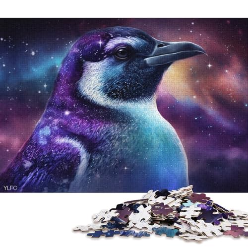 Puzzle für Erwachsene, kosmisches Tier, Pinguin, 1000 Teile, Holzpuzzle für Erwachsene und Kinder ab 12 Jahren, tolles Geschenk für Erwachsene (Größe 75 * 50 cm) von LiJianXXS