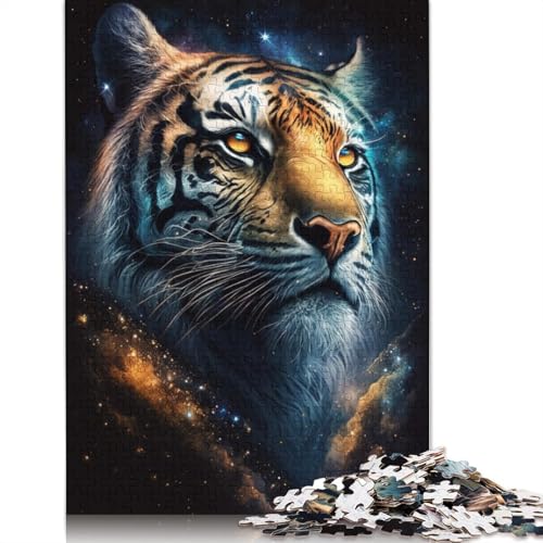 Puzzle für Erwachsene, kosmisches Tier, Tiger, lustiges Puzzle für Erwachsene, 1000-teiliges Kartonpuzzle für Erwachsene und Kinder ab 12 Jahren, Spielzeug, Denkspiel (Größe 38 x 26 cm) von LiJianXXS