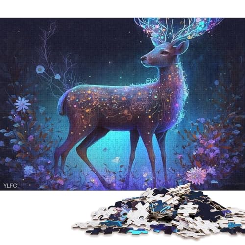 Puzzle für Erwachsene, magischer Tierhirsch, 1000-teiliges Puzzle, Kartonpuzzle für Erwachsene und die Familie, tolle Geschenke und Spielzeuge 38x26cm/1000 Teile von LiJianXXS