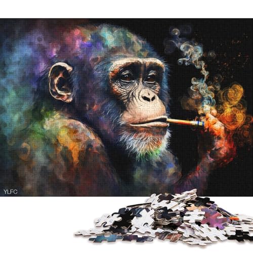 Puzzle für Erwachsene, rauchender AFFE, 1000-teiliges Erwachsenenpuzzle, Holzpuzzle für Erwachsene und Kinder ab 12 Jahren, Lernspiel, 75 x 50 cm von LiJianXXS