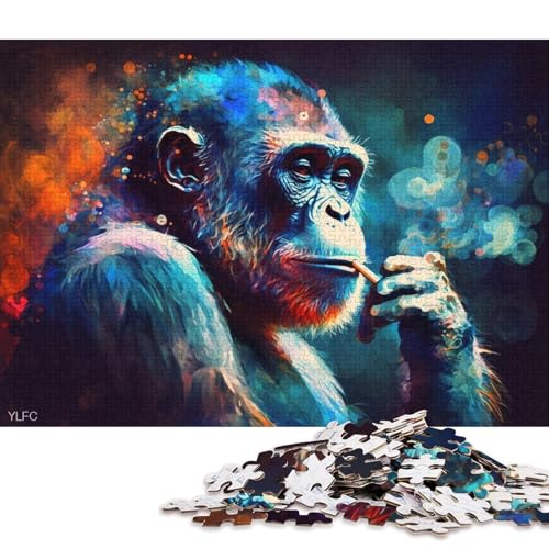 Puzzle für Erwachsene, rauchender AFFE, 1000-teiliges Puzzle, Kartonpuzzle für Erwachsene und die Familie, tolle Geschenke und Spielzeuge 38x26cm/1000 Teile von LiJianXXS