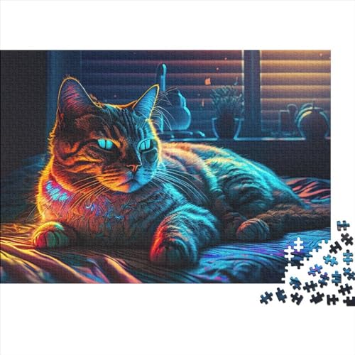 Puzzle für Erwachsene, süße Katze, Haustier, 1000 Teile, Holzpuzzle für Erwachsene und Kinder ab 12 Jahren, entspannendes, geistiges Lernspielzeug, Größe 50 x 75 cm von LiJianXXS