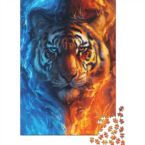 Puzzle für Erwachsene 1000, EIS- und Feuertiger-Puzzle, Lernspielzeug, gutes Puzzle-Geschenk für Erwachsene und Kinder, Heimdekoration, Größe: 75 x 50 cm von LiJianXXS