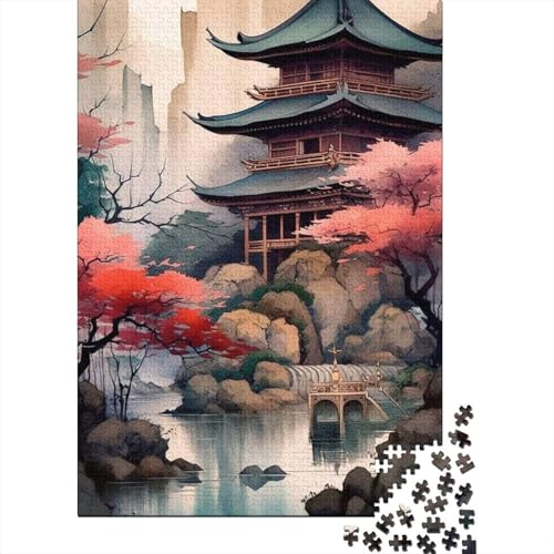 Puzzle für Erwachsene 1000, Japanische Tempelkunst-Puzzle, Lernspielzeug, gutes Puzzle-Geschenk für Erwachsene und Kinder, Heimdekoration, Größe: 75 x 50 cm von LiJianXXS