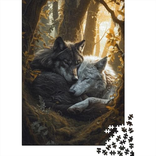 Puzzle für Erwachsene 1000, Wolf unter dem Mond, Puzzle, Lernspielzeug, gutes Puzzle-Geschenk für Erwachsene und Kinder, Heimdekoration, Größe: 75 x 50 cm von LiJianXXS