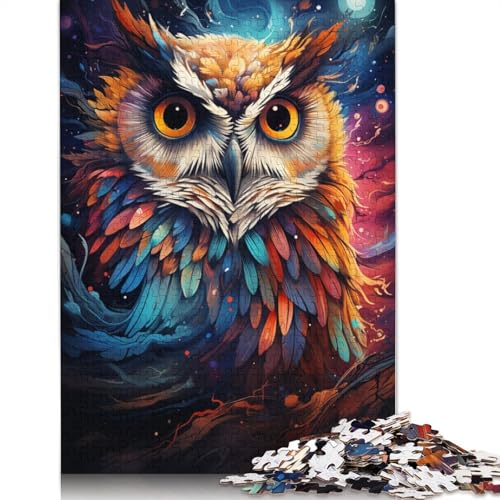 Puzzle für Erwachsene 1000 Bunte Psychedelia of Galactic Owl Puzzle für Erwachsene Kartonpuzzle Lernspiel 38x26cm von LiJianXXS