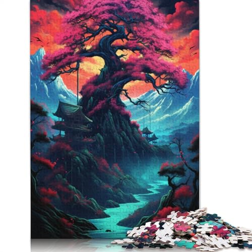 Puzzle für Erwachsene 1000 Puzzle-Spielzeug Japanische Bäume und Berge Inspirationspuzzle für Erwachsene Holzpuzzle Herausforderndes Spiel 75x50cm von LiJianXXS