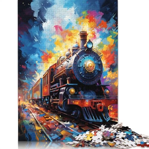 Puzzle für Erwachsene 1000 Stück, farbenfrohes psychedelisches Zug-Puzzle für Erwachsene, Holzpuzzle, Lernspiel, 75 x 50 cm von LiJianXXS