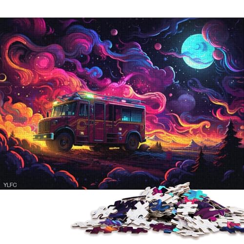 Puzzle für Erwachsene 1000 Teile, Farbige Feuerwehrautos, Puzzle für Erwachsene, Holzpuzzle, Lernspielzeug 75x50cm/1000 Teile von LiJianXXS