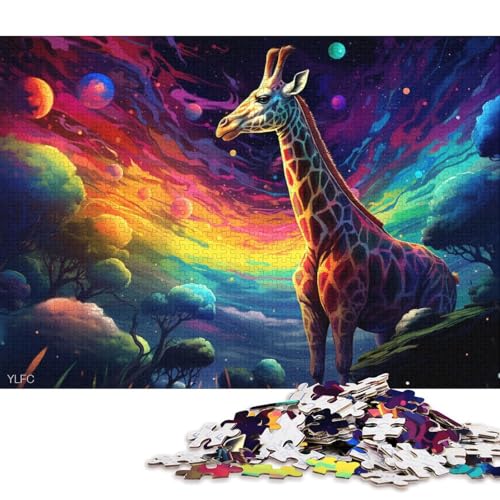 Puzzle für Erwachsene 1000 Teile, Giraffe im Weltraum, Puzzle für Erwachsene, Kartonpuzzle, Puzzle für Sommerliebhaber 38x26cm/1000 Teile von LiJianXXS