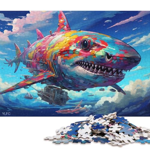 Puzzle für Erwachsene 1000 Teile, Hai-Roboter-Tierpuzzle für Erwachsene, Holzpuzzles, Puzzle für Sommerliebhaber 75x50cm/1000 Teile von LiJianXXS