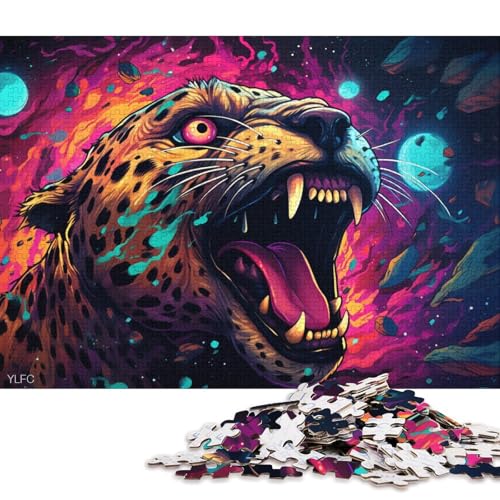 Puzzle für Erwachsene 1000 Teile, Wütender Leopard, Puzzle für Erwachsene, Holzpuzzle, Lernspielzeug 75x50cm/1000 Teile von LiJianXXS