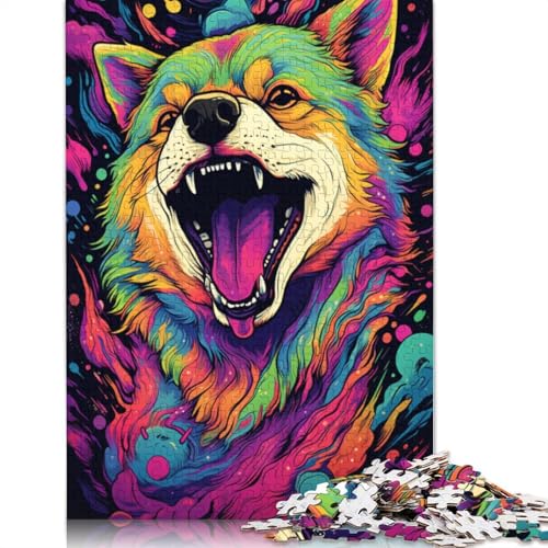 Puzzle für Erwachsene 1000 Teile, Wütender Shiba Inu, Puzzle für Kinder, Holzpuzzle, Heimdekoration, 75 x 50 cm von LiJianXXS