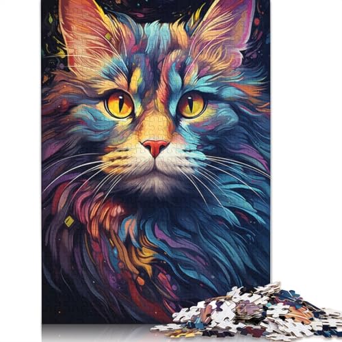 Puzzle für Erwachsene 1000 Teile, Zeichnung, Tier, Katze, Puzzle für Kinder, Kartonpuzzle, schwierig und herausfordernd, 38 x 26 cm von LiJianXXS