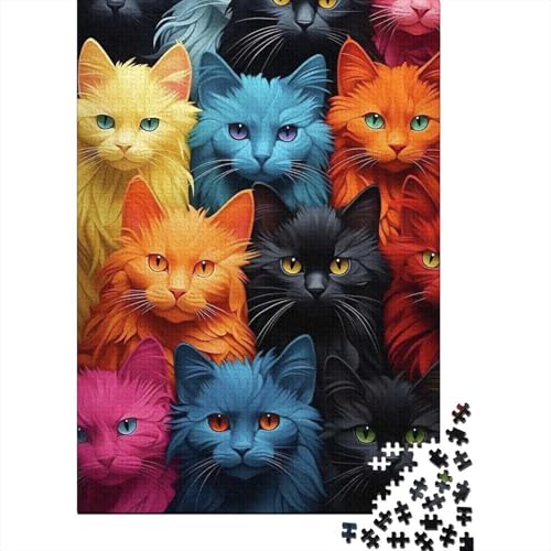 Puzzle für Erwachsene 1000 Teile Bunte Katzen Puzzles für Erwachsene Familienpuzzlespiel Geburtstagsgeschenke Größe: 75 x 50 cm von LiJianXXS