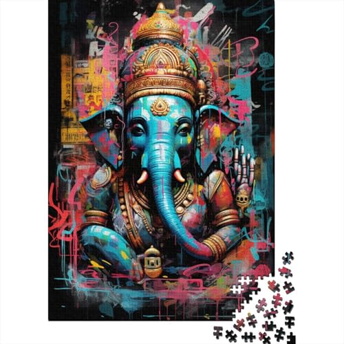 Puzzle für Erwachsene 1000 Teile Graffiti-Elefant-Buddha Holzpuzzle Holzpuzzle Geburtstagsgeschenke Puzzle Wanddekoration Größe: 75 x 50 cm von LiJianXXS