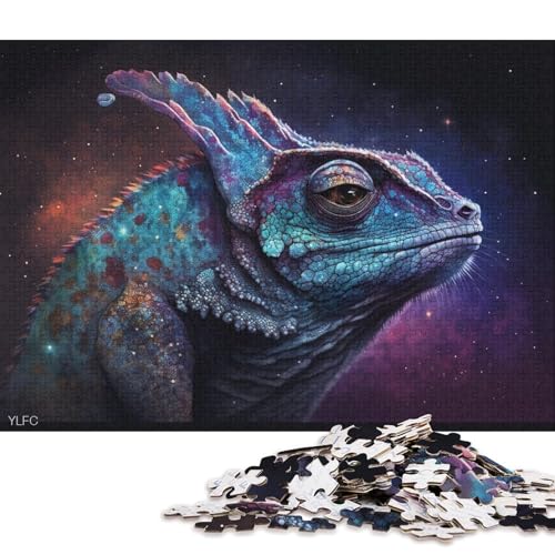 Puzzle für Erwachsene 1000 Teile Kosmisches Galaxie-Chamäleon-Puzzle, Kartonpuzzle, Lernspiele, Heimdekorationspuzzle. 38 x 26 cm von LiJianXXS