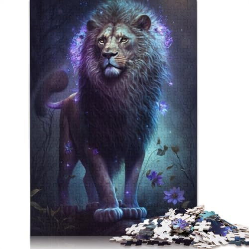 Puzzle für Erwachsene 1000 Teile Löwe Blume Galaxie Puzzle Holzpuzzle Pädagogisches Spielzeug zum Stressabbau Puzzlegröße: 75x50cm von LiJianXXS