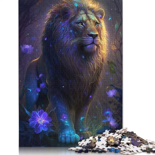 Puzzle für Erwachsene 1000 Teile Löwe Blume Galaxie Puzzle für Erwachsene Holzpuzzle Heimdekoration Größe: 75x50cm von LiJianXXS