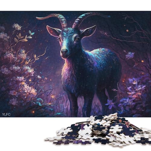 Puzzle für Erwachsene 1000 Teile Magisches Ziegenpuzzle für Kinder, Kartonpuzzle, Heimdekoration, 38 x 26 cm von LiJianXXS