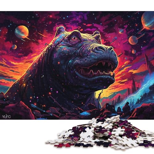 Puzzle für Erwachsene 1000 Teile Nilpferd im Weltraum Puzzle für Erwachsene Holzpuzzle Puzzles für Erwachsene Geschenke 75x50cm/1000 Stück von LiJianXXS