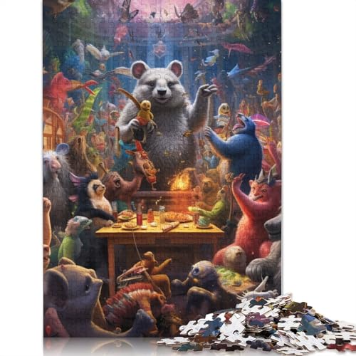 Puzzle für Erwachsene 1000 Teile Tierparty-Puzzle für Erwachsene Holzpuzzle Herausforderndes Spiel Größe: 75 x 50 cm von LiJianXXS