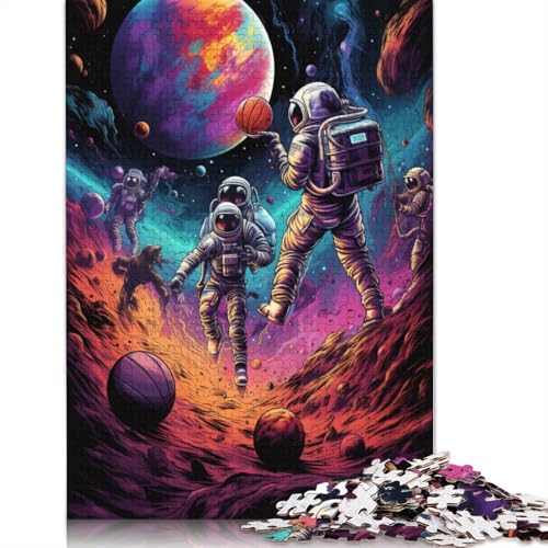 Puzzle für Erwachsene Astronauten Spielen Basketball 1000-teiliges Puzzle Kartonpuzzle Unterhaltung für Teenager und Kinder 38x26cm von LiJianXXS