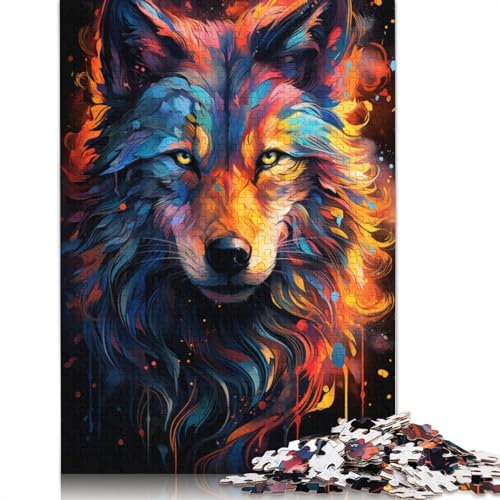 Puzzle für Erwachsene Die farbenfrohe Psychedelia von Space Wolf Puzzle für Erwachsene, 1000 Teile, Holzpuzzle für Erwachsene und Kinder ab 12 Jahren, für Erwachsene, Puzzle-Geschenke, 75 x 50 cm von LiJianXXS