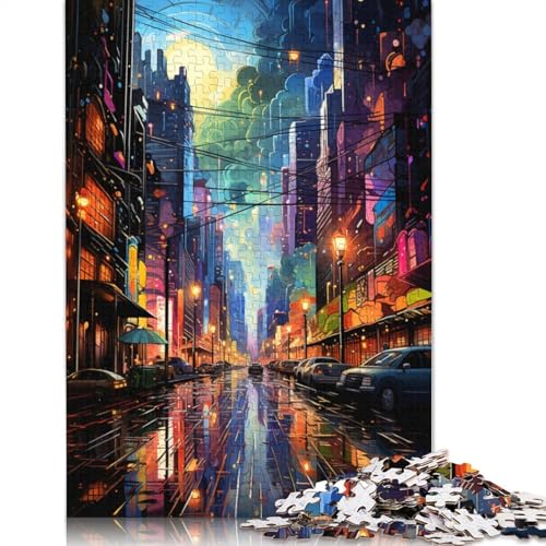 Puzzle für Erwachsene Die farbenfrohe Psychedelie der Stadt nach dem Regen,1000 Teile Puzzle für Erwachsene und Kinder,Holzpuzzle für Erwachsene und Kinder ab 12 Jahren,tolles Geschenk für Erwachsene von LiJianXXS