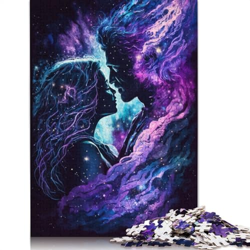 Puzzle für Erwachsene Paare in der Galaxie, 1000-teiliges Puzzle aus Pappe für Erwachsene und Kinder ab 12 Jahren, Spielzeug, Denkspiel (Größe 38 x 26 cm) von LiJianXXS