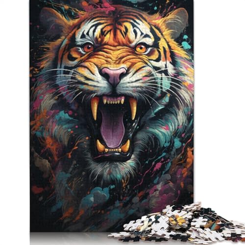 Puzzle für Erwachsene Puzzle Die farbenfrohe Psychedelie der mutierten Tiger 1000 Teile Puzzle Holzpuzzle für Erwachsene und Kinder ab 12 Jahren Cartoon-Puzzle 75x50cm von LiJianXXS