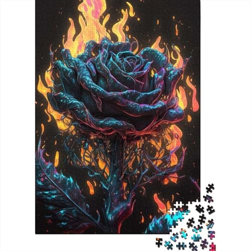 Puzzle für Erwachsene Rose Burning, 1000-teiliges Puzzle für Erwachsene, geeignet für Erwachsene und Jugendliche ab 12 Jahren, Holzpuzzle, Lernspiel, Größe: 75 x 50 cm von LiJianXXS