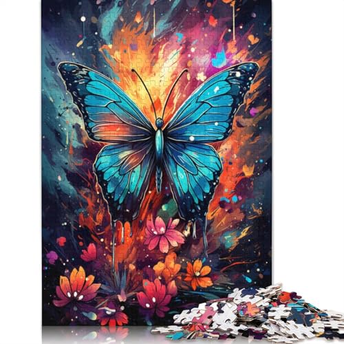 Puzzle für Erwachsene mit 1000 Teilen, farbenfrohes psychedelisches psychedelisches Schmetterlings-Puzzle für Erwachsene, Holzpuzzle, Heimdekoration, 75 x 50 cm von LiJianXXS