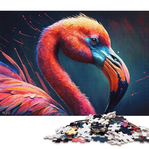 Puzzle für Erwachsene und Kinder, 1000 Teile, Bunte Flamingos, Puzzle für Erwachsene, Holzpuzzle, entspannendes geistiges Lernspielzeug (Größe 75 * 50 cm) von LiJianXXS