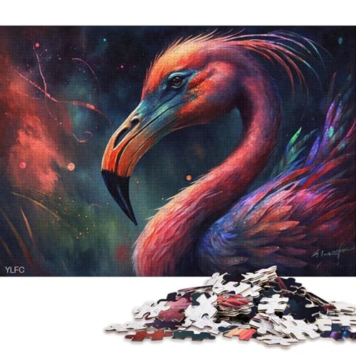 Puzzle für Erwachsene und Kinder, 1000 Teile, Bunte Flamingos, Puzzle für Erwachsene, Holzpuzzle, lustige Puzzlespiele, 75 x 50 cm von LiJianXXS