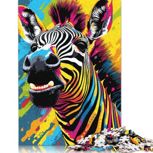 Puzzle für Erwachsene und Kinder, 1000 Teile, Bunte Zebras, Puzzle für Erwachsene, Holzpuzzle, tolles Geschenk für Erwachsene, Größe: 75 x 50 cm von LiJianXXS