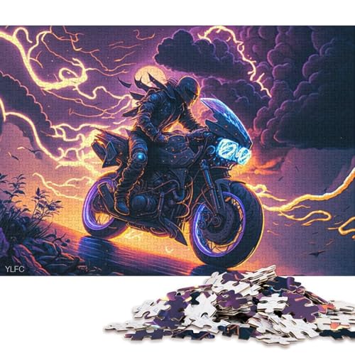 Puzzle für Erwachsene und Kinder, 1000 Teile, Fantasy-Art-Motorrad, Puzzle für Erwachsene, Holzpuzzle, lustige Puzzlespiele, 75 x 50 cm von LiJianXXS