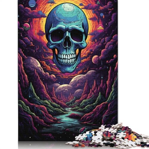 Puzzle für Erwachsene und Kinder, 1000 Teile, Kunst, Psychedelischer Totenkopf, Puzzle für Erwachsene, Holzpuzzle, lustige Puzzlespiele, 75 x 50 cm von LiJianXXS