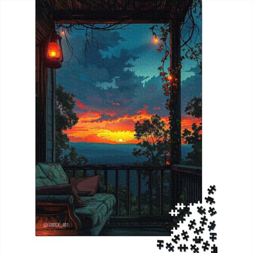 Puzzle für Erwachsene und Kinder, 1000 Teile, Sonnenuntergangsansichten, Vibes, Puzzles für Holzpuzzles, tolles Geschenk für Erwachsene, Größe: 75 x 50 cm von LiJianXXS