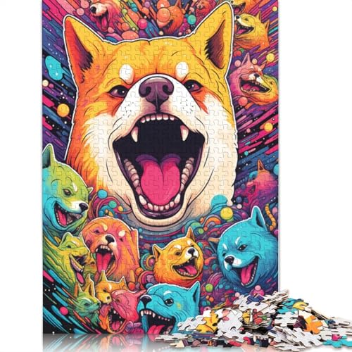 Puzzle für Erwachsene und Kinder, 1000 Teile, Wütender Shiba Inu, Puzzle für Erwachsene, Holzpuzzle, lustige Puzzlespiele, 75 x 50 cm von LiJianXXS