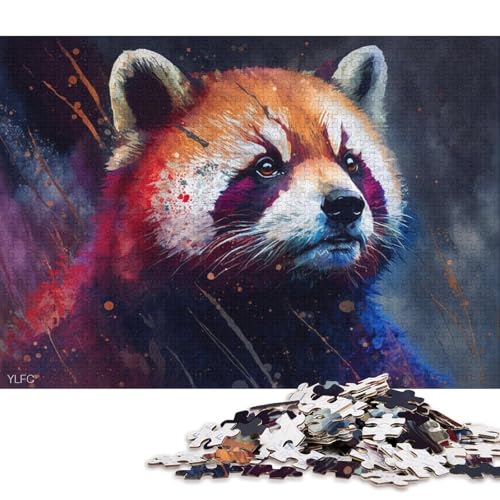 Puzzle für Erwachsene und Kinder, 1000 Teile, farbenfroher roter Panda, Puzzle für Erwachsene, Kartonpuzzle, lustige Puzzlespiele, 38 x 26 cm von LiJianXXS