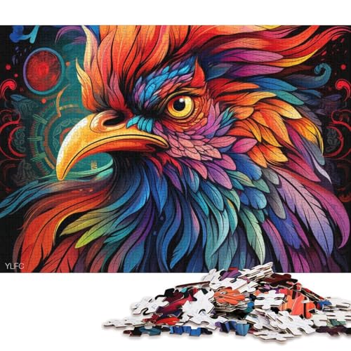 Puzzle für Erwachsene und Kinder, 1000 Teile, farbenfrohes Hahn-Puzzle für Erwachsene, Holzpuzzle, dekomprimierendes geistiges Lernspielzeug (Größe 75 * 50 cm) von LiJianXXS