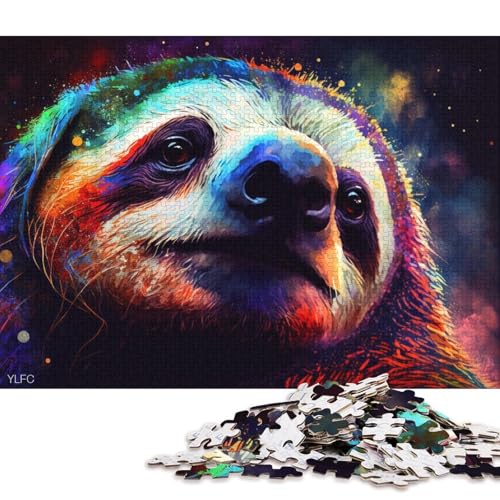 Puzzle für Erwachsene und Kinder, 1000 Teile, farbiges Faultier-Puzzle für Erwachsene, Holzpuzzle, tolle Geschenke zu Weihnachten (Größe 75 * 50 cm) von LiJianXXS